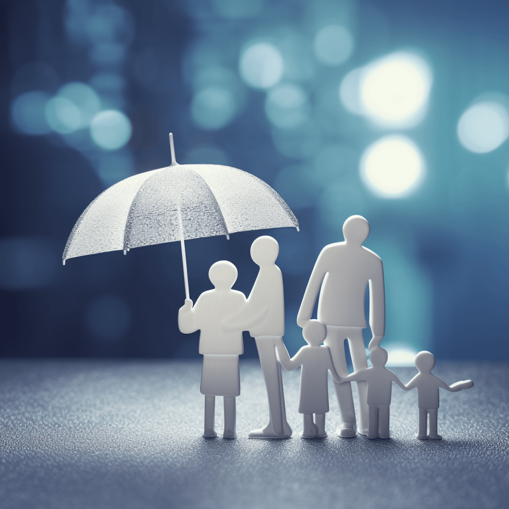 A representative image showing a family under an umbrella