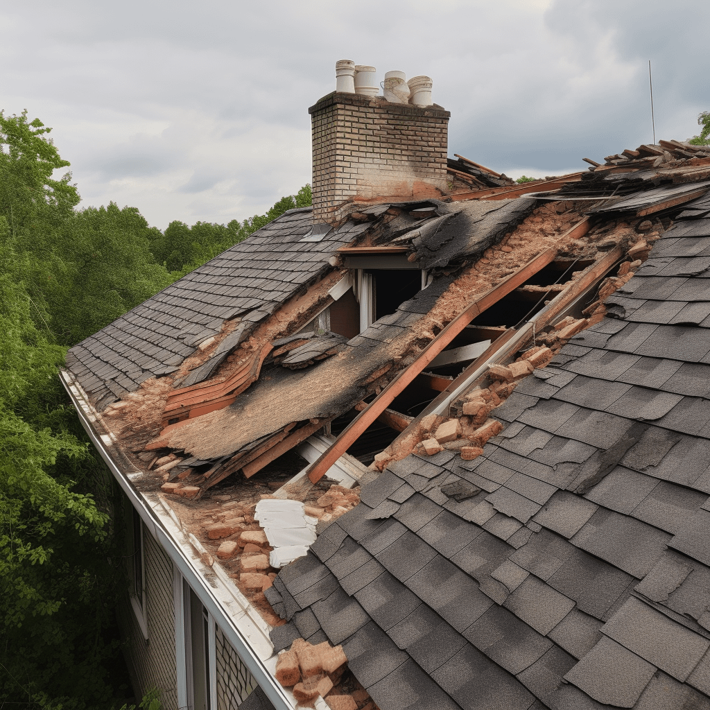 a damaged roof