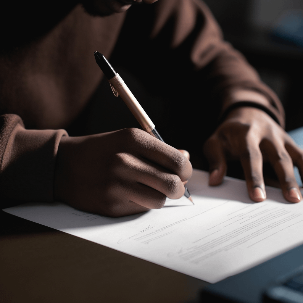 A person signing a document